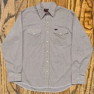 Vintage Plaid Pearl Snapped Wrangler Rockabilly Long Sleeve Western Shirt